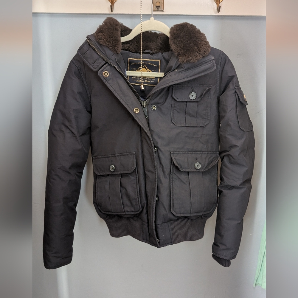 Penfield Madewell Navy Puffer Bomber Jacket Real Sherling Collar